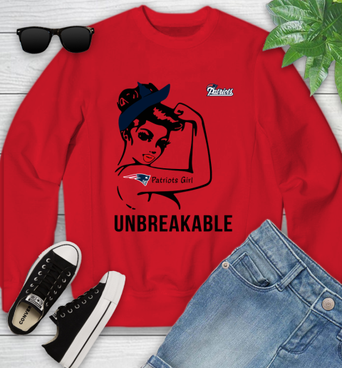 NFL New England Patriots Girl Unbreakable Football Sports Youth Sweatshirt 5