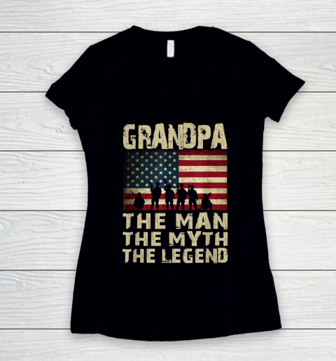 Grandpa Funny Gift Apparel  Father's Day Grandpa The Man Myth Legend Women's V-Neck T-Shirt