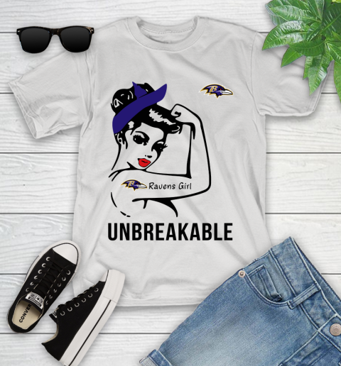 NFL Baltimore Ravens Girl Unbreakable Football Sports Youth T-Shirt