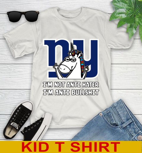 New York Giants NFL Football Unicorn I'm Not Anti Hater I'm Anti Bullshit Youth T-Shirt 12