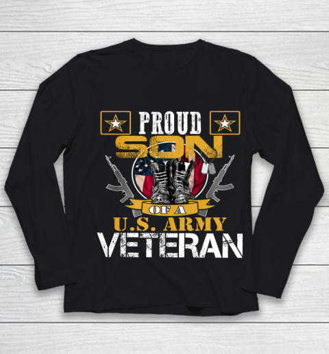 Veteran Shirt Vintage Proud Son Of A U S Army Veteran Youth Long Sleeve