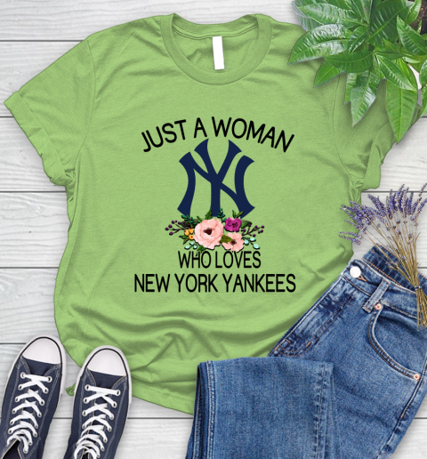 MLB Just A Woman Who Loves New York Yankees Baseball Sports Women's T-Shirt 7