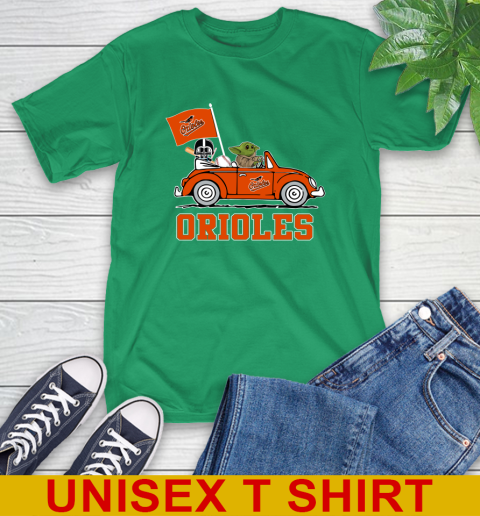 MLB Baseball Baltimore Orioles Darth Vader Baby Yoda Driving Star Wars Shirt T-Shirt 7