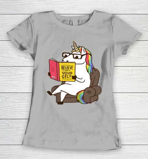 Unicorn Shirt Believe in Yourself Motivational Book Lover Women's T-Shirt 11
