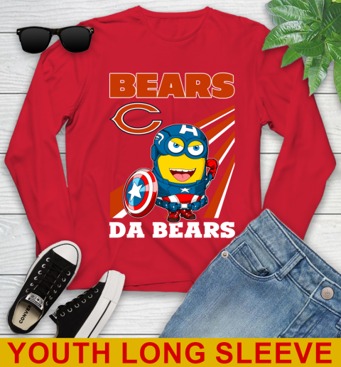 NFL Football Chicago Bears Captain America Marvel Avengers Minion Shirt Youth Long Sleeve 11