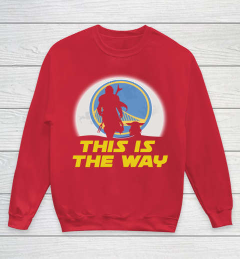 Golden State Warriors NBA Basketball Star Wars Yoda And Mandalorian This Is The Way Youth Sweatshirt 7