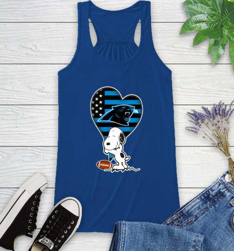 Carolina Panthers NFL Football The Peanuts Movie Adorable Snoopy Racerback Tank 9