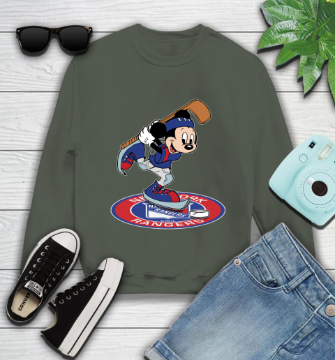 NHL Hockey New York Rangers Cheerful Mickey Disney Shirt Youth Sweatshirt 9