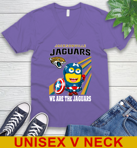 NFL Football Jacksonville Jaguars Captain America Marvel Avengers Minion Shirt V-Neck T-Shirt 8