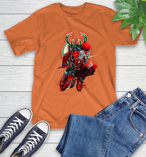 NBA Deadpool Marvel Comics Sports Basketball Milwaukee Bucks T-Shirt 5