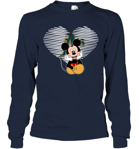 MLB Oakland Athletics The Heart Mickey Mouse Disney Baseball T Shirt s7FPHkYXY3M long sleeve tee 14 95 151514 front navy