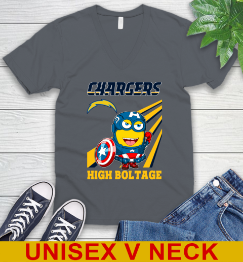 NFL Football Los Angeles Chargers Captain America Marvel Avengers Minion Shirt V-Neck T-Shirt 4