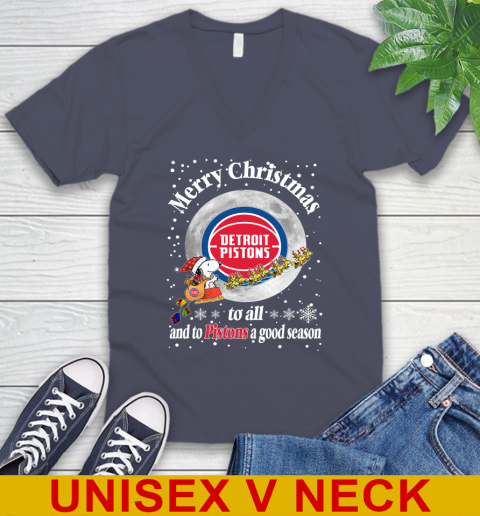 Detroit Pistons Merry Christmas To All And To Pistons A Good Season NBA Basketball Sports V-Neck T-Shirt 7