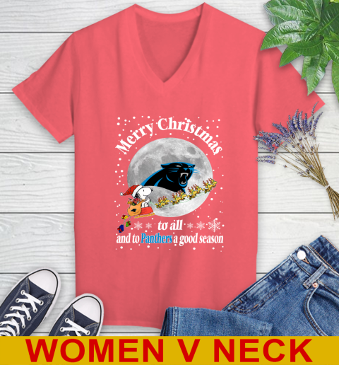 Carolina Panthers Merry Christmas To All And To Panthers A Good Season NFL Football Sports Women's V-Neck T-Shirt 6