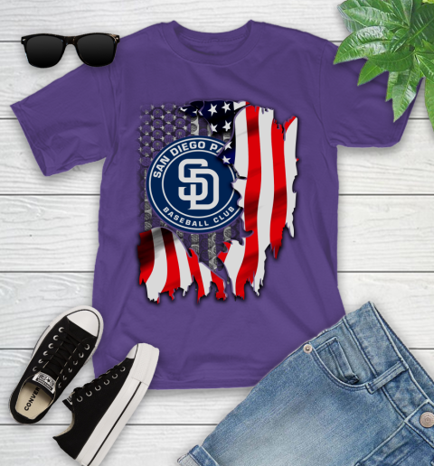 San Diego Padres MLB Baseball American Flag Youth T-Shirt 3