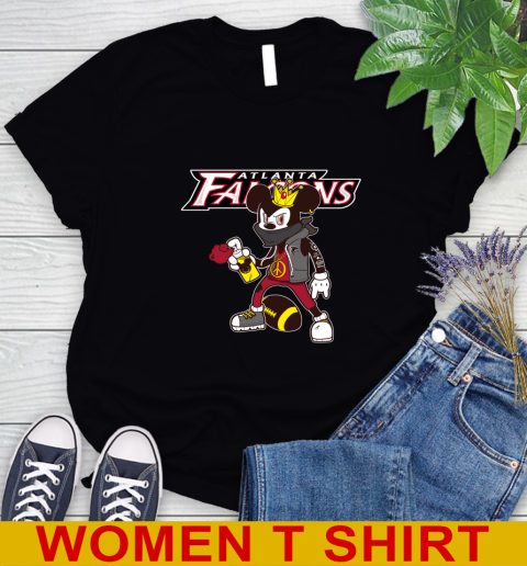 Atlanta Falcons NFL Football Mickey Peace Sign Sports Women's T-Shirt 3 Atlanta Falcons NFL Football Mickey Peace Sign Sports Women's T-Shirt - Image 3