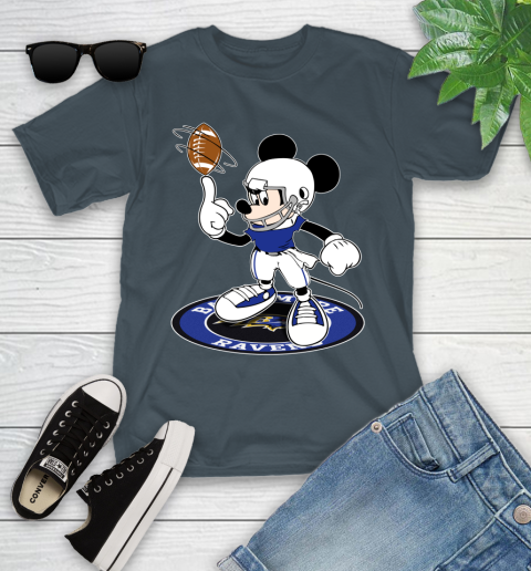 NFL Football Baltimore Ravens Cheerful Mickey Disney Shirt Youth T-Shirt 8