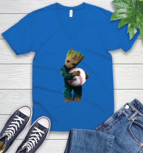 MLB Groot Guardians Of The Galaxy Baseball Sports Los Angeles Angels V-Neck T-Shirt 6