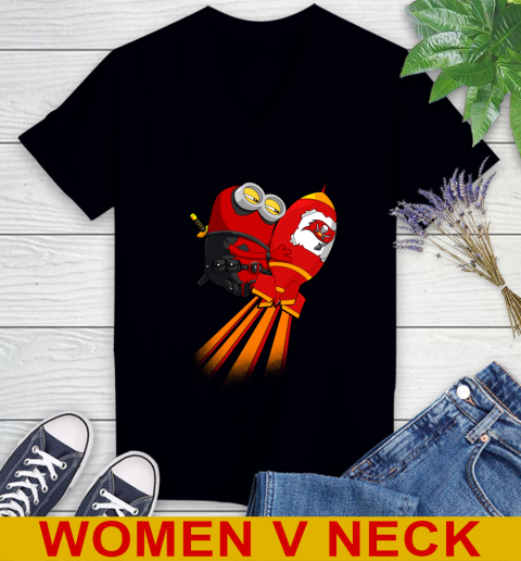 NFL Football Tampa Bay Buccaneers Deadpool Minion Marvel Shirt Women's V-Neck T-Shirt