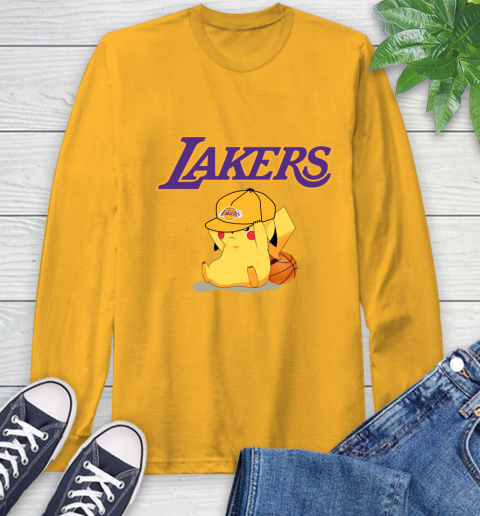NBA Pikachu Basketball Sports Los Angeles Lakers Long Sleeve T-Shirt 3