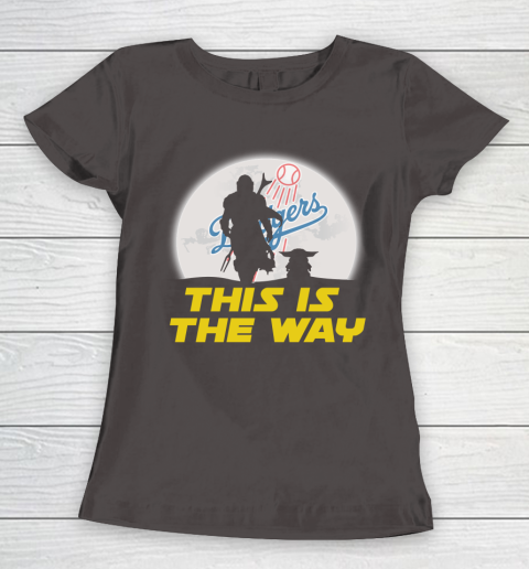 Los Angeles Dodgers MLB Baseball Star Wars Yoda And Mandalorian This Is The Way Women's T-Shirt 7