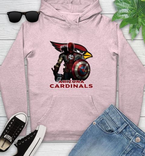 NFL Captain America Thor Spider Man Hawkeye Avengers Endgame Football Arizona Cardinals Youth Hoodie 10