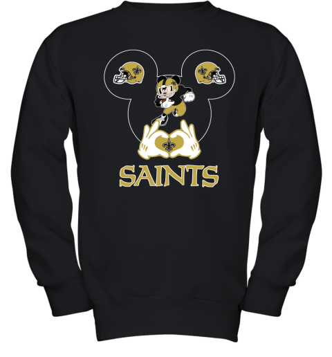 I Love The Saints Mickey Mouse New Orleans Saints Youth Sweatshirt