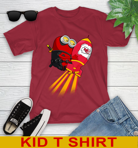 NFL Football Kansas City Chiefs Deadpool Minion Marvel Shirt Youth T-Shirt 12