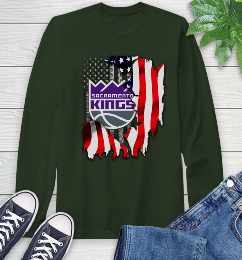 Sacramento Kings NBA Basketball American Flag Long Sleeve T-Shirt 7