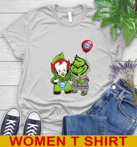 Philadelphia 76ers Baby Pennywise Grinch Christmas NBA Basketball Women's T-Shirt
