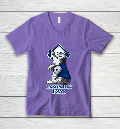 MLB Baseball My Cat Loves Tampa Bay Rays V-Neck T-Shirt 8