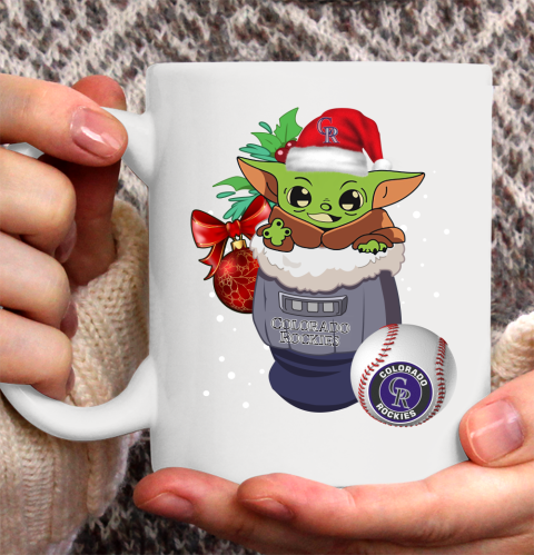 Colorado Rockies Christmas Baby Yoda Star Wars Funny Happy MLB Ceramic Mug 11oz 4