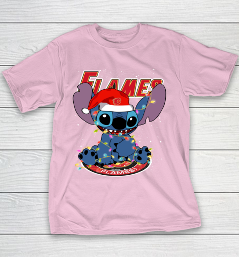 Calgary Flames NHL Hockey noel stitch Christmas Youth T-Shirt 5