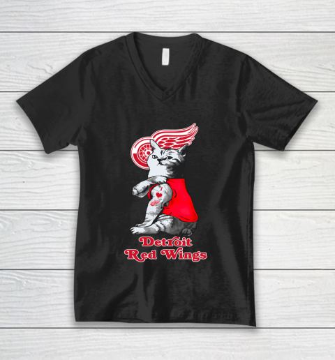 NHL My Cat Loves Detroit Red Wings Hockey V-Neck T-Shirt