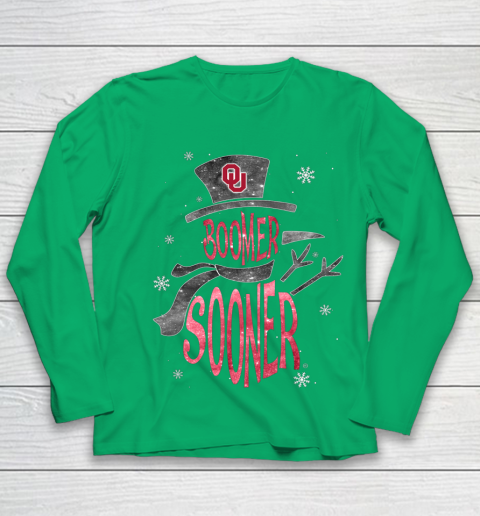 Oklahoma Sooners Christmas Snowman Youth Long Sleeve 4