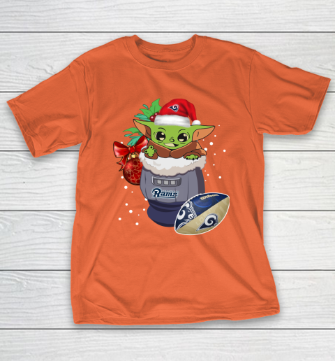Los Angeles Rams Christmas Baby Yoda Star Wars Funny Happy NFL T-Shirt 6