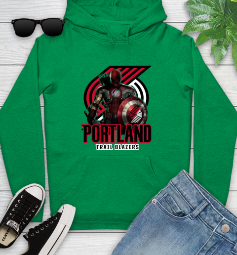 Portland Trail Blazers NBA Basketball Captain America Thor Spider Man Hawkeye Avengers Youth Hoodie 7
