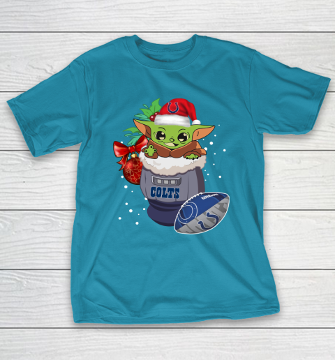 Indianapolis Colts Christmas Baby Yoda Star Wars Funny Happy NFL T-Shirt 8