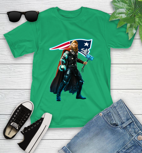 NFL Thor Avengers Endgame Football New England Patriots Youth T-Shirt 6