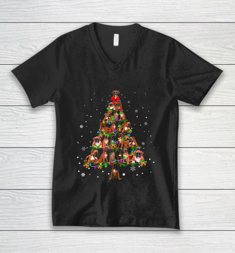 Cute Boxer dog Christmas Tree gift decor Xmas tree V-Neck T-Shirt