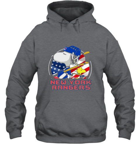 pqyv new york rangersnoopy and woodstock nhl hoodie 23 front dark heather