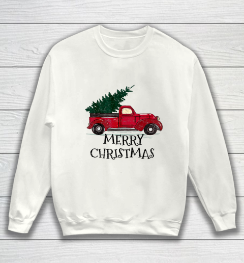 Vintage Red Truck With Merry Christmas Tree Sweatshirt