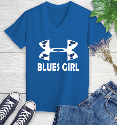 NHL St.Louis Blues Girl Under Armour Hockey Sports Women's V-Neck T-Shirt 10