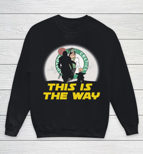 Boston Celtics NBA Basketball Star Wars Yoda And Mandalorian This Is The Way Youth Sweatshirt