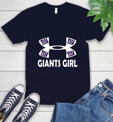 NFL New York Giants Girl Under Armour Football Sports V-Neck T-Shirt 2