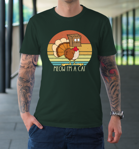 Thanksgiving Funny Turkey Fake Cat Retro T-Shirt 11