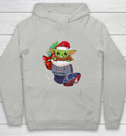 Houston Texans Christmas Baby Yoda Star Wars Funny Happy NFL Youth Hoodie 2