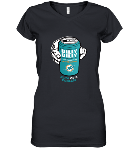 Bud Light Dilly Dilly! Miami Dolphins Birds Of A Cooler Women's V-Neck T-Shirt