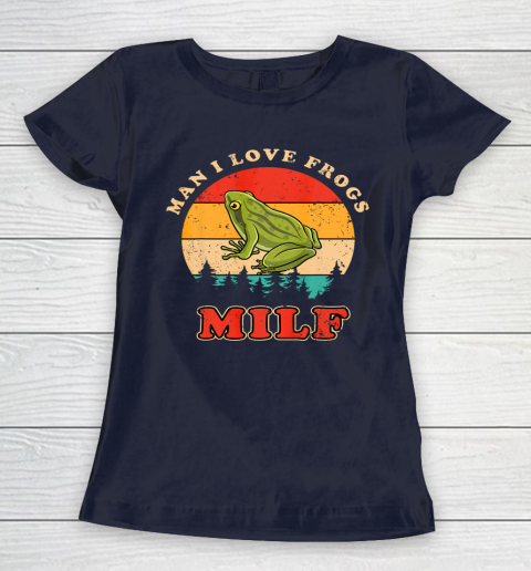 MILF Man I Love Frogs Funny Retro Frog Women's T-Shirt 2
