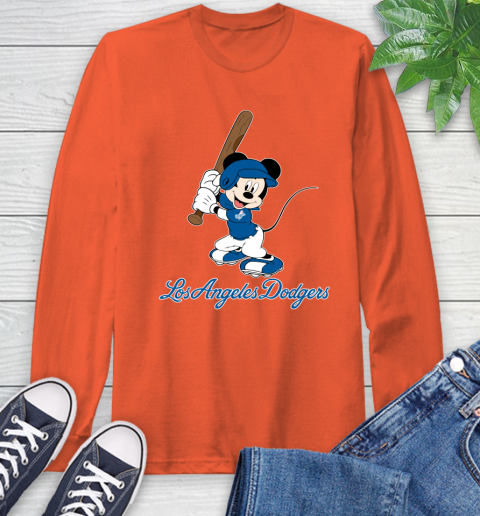 MLB Baseball Los Angeles Dodgers Cheerful Mickey Mouse Shirt Long Sleeve T-Shirt 5